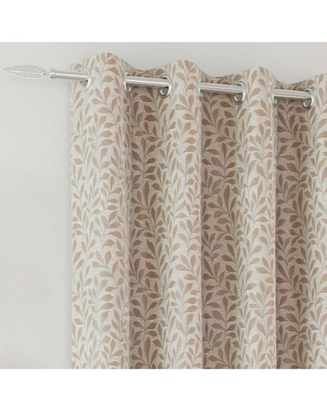 Sherwood Leaf Jacquard Lined Curtains - Natural