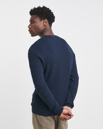 Navy Soft Touch Cable Crew Neck Jumper