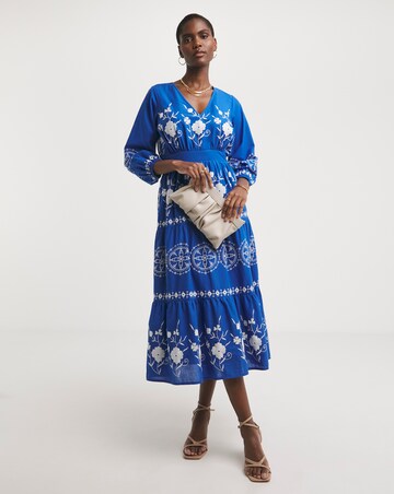 Embroidered Smock Dress