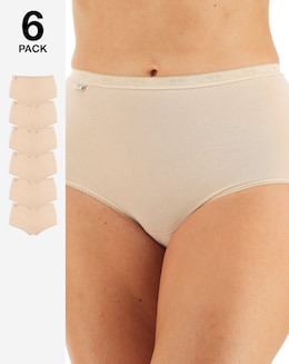 Sloggi 6 Pack Basic Maxi Briefs, Black, Skintone or White