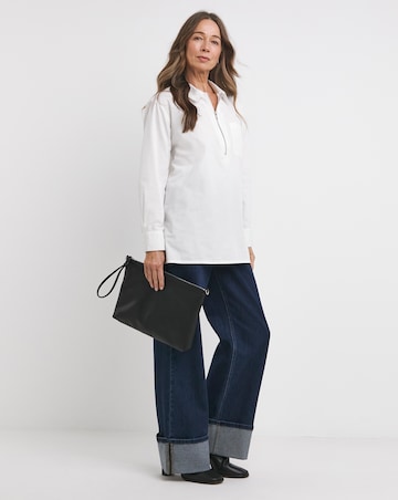 Cotton Poplin Zip Detail Shirt