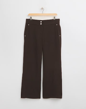 Straight Leg Twill Crepe Trouser with Buttons