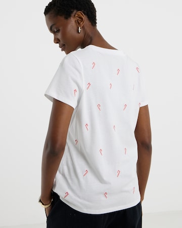 Candy Cane Embroidered T-Shirt