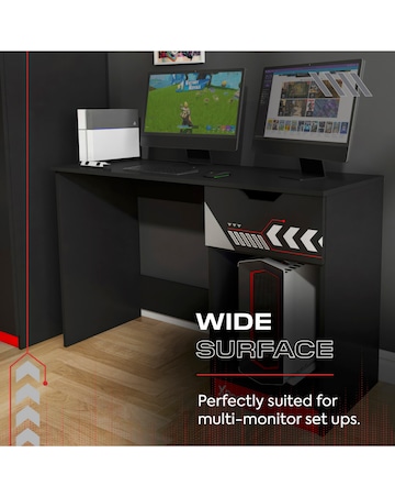 Octane Gaming Desk with Drawer Red