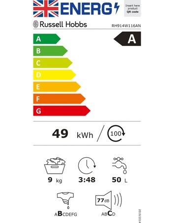 Russell Hobbs 9KG/1400RPM Washing Machine - Anthracite