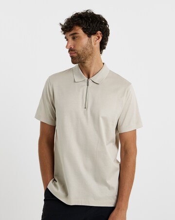 Folio Mercerised Supima Zip Polo-Stone