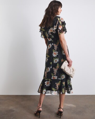 Joanna Hope Dobby Spot Tie Waist Maxi Dress