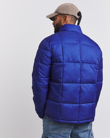 Blue Square Quilt Puffer Jacket