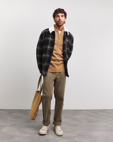 Borg Collar Check Shacket
