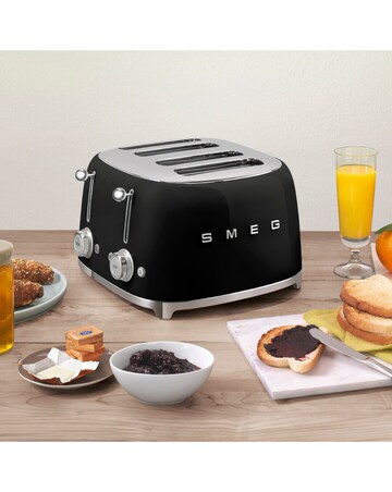 Smeg TSF03 4 Slice Black Toaster