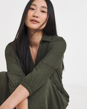 Textured Jersey Collared Dress