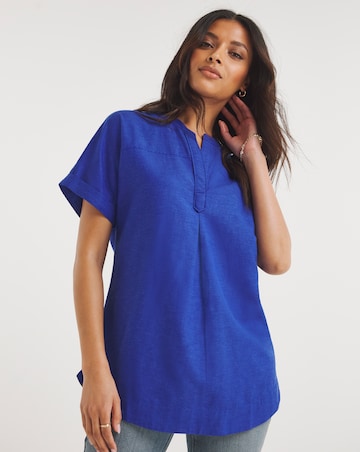 Cobalt Short Sleeved Linen Top