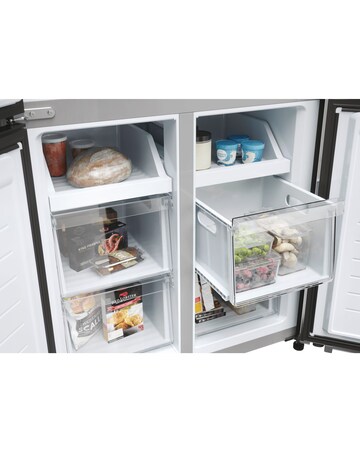 Haier Cube 83 HCR3818ENMG Total No Frost American Fridge Freezer - Silver