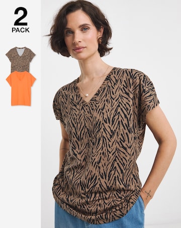 2 Pack V Neck Short Sleeve