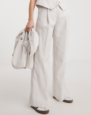 Pinstripe Linen Wide Leg Trousers