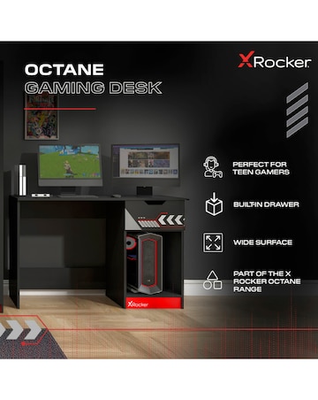 Octane Gaming Desk with Drawer Red