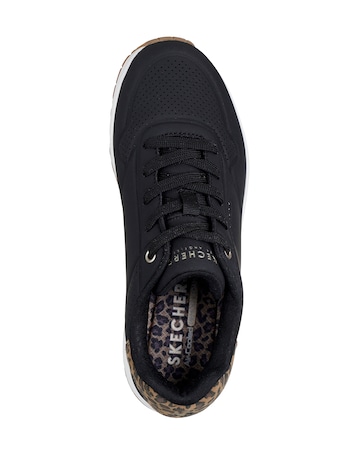 Skechers Uno Trainers With Leopard Back Standard Fit