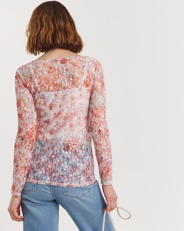 Printed Lace Long Sleeve Top
