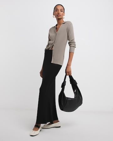 Black Slinky Jersey Pull On Maxi Slip Skirt