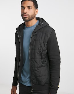 Lyle &amp; Scott Black Hybrid Quilted Zip Through Hoodie
