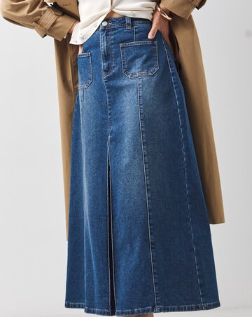 Washed Blue Pocket Front Skirt