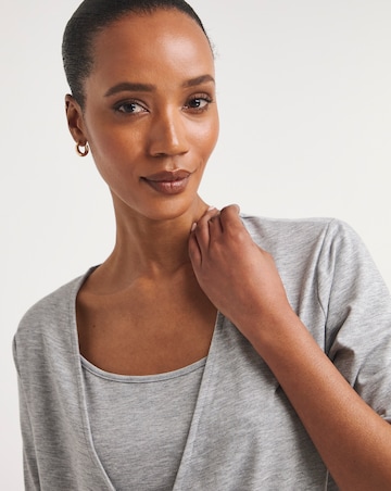 Grey 2 in 1 Long Sleeve Wrap Top