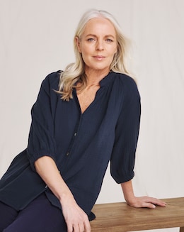 Julipa Pure Cotton Textured Button Down Blouse