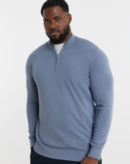 Cotton 1/4 Zip Funnel Knit Top