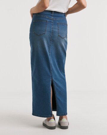Blue High Waist Super Soft Denim Maxi Skirt