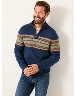 FatFace Runswick 1/2 Neck Jumper (Regular & Tall) - Navy