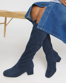 Claudia Block Heel Knee High Boots - Extra Wide Fit (EEE) &amp; Standard/Curvy Calf