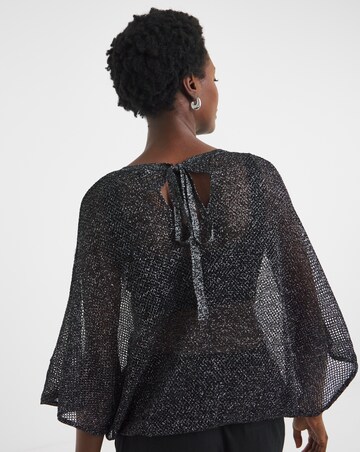 Lurex Mesh Tie Neck Top