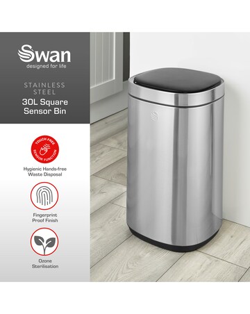Swan 30L Square Sensor Bin