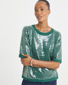 Sequin Short Sleeve Jumper