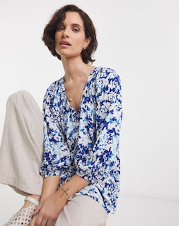 Collarless Button Through Blouse