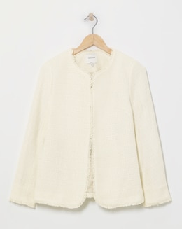 Collarless Boucle Blazer