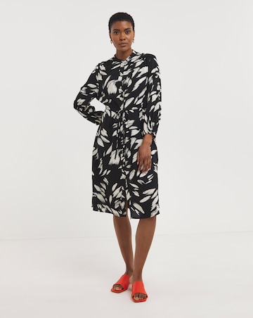 Viscose Twill Drawstring Waist Shirt Dress