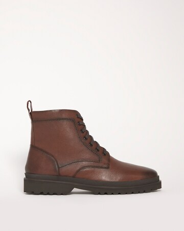 Milled Leather Lace Up Boot Wide Fit
