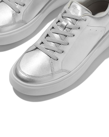 Fitflop Metallic Leather Trainers Silver - Standard Fit (D)