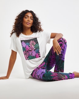 Graphic Tee Pyjama Set Floral Print
