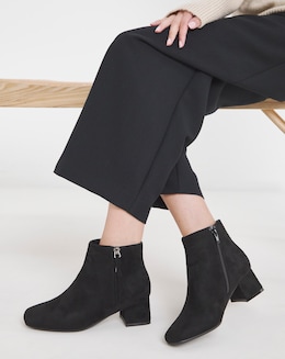 Francesca Low Block Heel Ankle Boots With Zip Detail - Wide Fit (E)