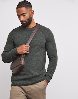 Khaki Lambswool Crew Neck Jumper
