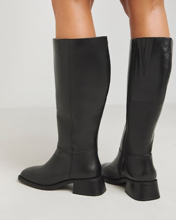 Heavenly Soles Velma Leather Knee High Boots - Wide Fit (E) & Super Curvy Calf