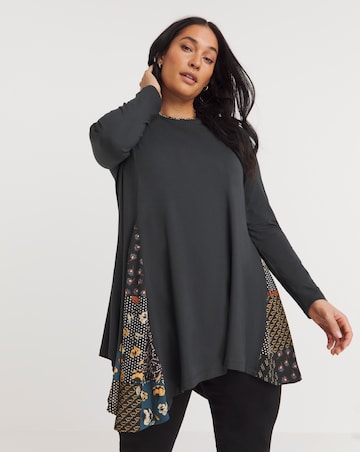 Joe Browns Black Patchwork Longline Waterfall Jersey Tunic
