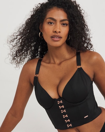 Figleaves Neoprene Underwired Front Fastening Non Padded Corset (B-F) Black