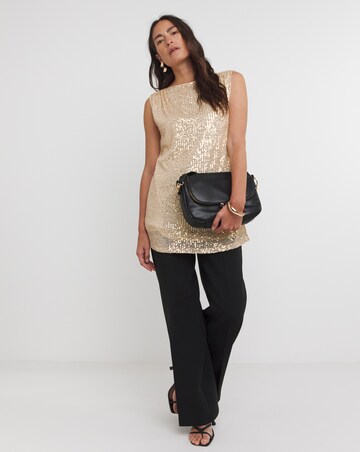 Gold Sequin Longline Tank Top