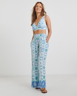Beach To Beach Tile Print Wide Leg Beach Trousers