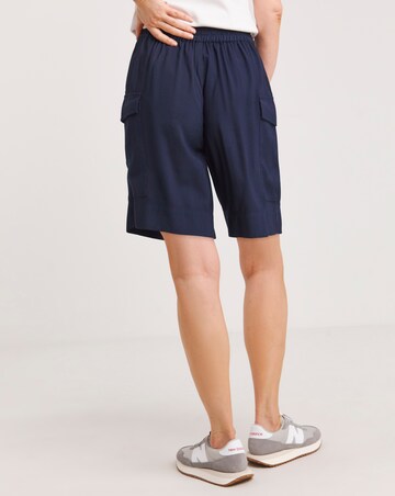Navy Lyocell Rich Soft Utility Bermuda Shorts