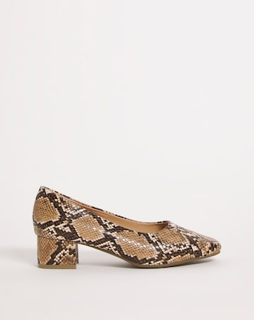 Flexi Sole Block Heel Court Shoe - Extra Wide Fit (EEE)