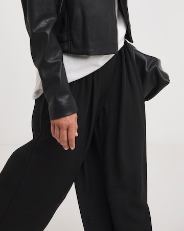 Black Herringbone Wide Leg Pull On Trouser